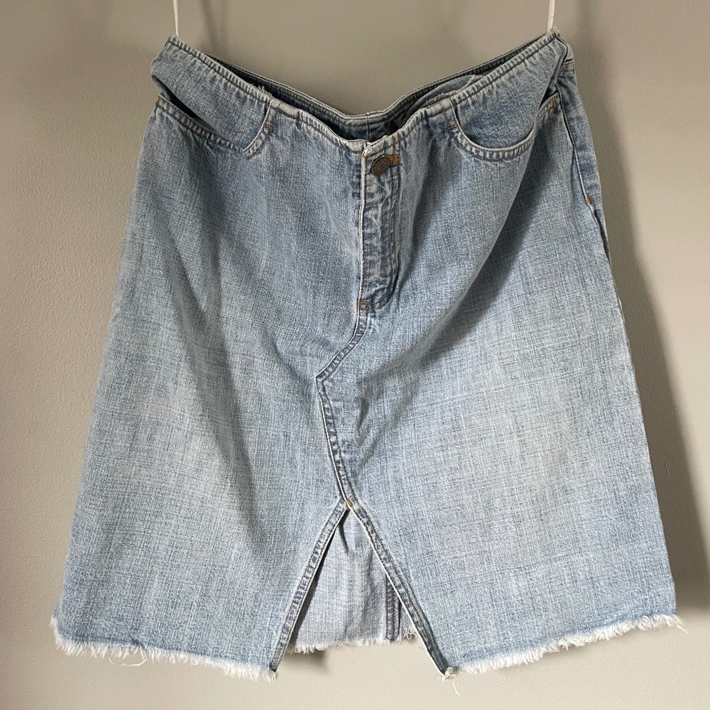 Ralph Lauren Medium Wash Denim Fade Skirt Size 10 Made In Hong Kong